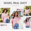imageDokotoo Women Blouses Dressy Casual V Neck 34 Length Sleeve Womens Tops with Smocked CuffsPink