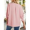 imageDokotoo Women Blouses Dressy Casual V Neck 34 Length Sleeve Womens Tops with Smocked CuffsPink