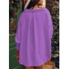 imageDokotoo Women Blouses Dressy Casual V Neck 34 Length Sleeve Womens Tops with Smocked CuffsPurple