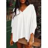 imageDokotoo Women Blouses Dressy Casual V Neck 34 Length Sleeve Womens Tops with Smocked CuffsWhite