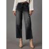 imageDokotoo Womens High Waist Baggy Jeans Wide Leg Casual Petite 2025 8 Points Length Stretch Denim PantsCarbon Grey