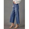 imageDokotoo Womens High Waist Baggy Jeans Wide Leg Casual Petite 2025 8 Points Length Stretch Denim PantsDusk Blue