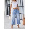 imageDokotoo Womens High Waist Baggy Jeans Wide Leg Casual Petite 2025 8 Points Length Stretch Denim PantsSky Blue