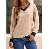 imageDokotoo Womens Long Sleeve Tops Fall Tops Casual Soft V Neck Oversized T Shirts Clothes Fashion Outfits 2025Apricot