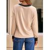 imageDokotoo Womens Long Sleeve Tops Fall Tops Casual Soft V Neck Oversized T Shirts Clothes Fashion Outfits 2025Apricot