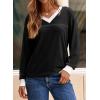 imageDokotoo Womens Long Sleeve Tops Fall Tops Casual Soft V Neck Oversized T Shirts Clothes Fashion Outfits 2025Black