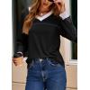 imageDokotoo Womens Long Sleeve Tops Fall Tops Casual Soft V Neck Oversized T Shirts Clothes Fashion Outfits 2025Black