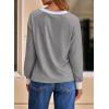 imageDokotoo Womens Long Sleeve Tops Fall Tops Casual Soft V Neck Oversized T Shirts Clothes Fashion Outfits 2025Gray