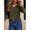 imageDokotoo Womens Long Sleeve Tops Fall Tops Casual Soft V Neck Oversized T Shirts Clothes Fashion Outfits 2025Jungle Green