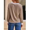 imageDokotoo Womens Long Sleeve Tops Fall Tops Casual Soft V Neck Oversized T Shirts Clothes Fashion Outfits 2025Pale Khaki