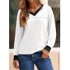 imageDokotoo Womens Long Sleeve Tops Fall Tops Casual Soft V Neck Oversized T Shirts Clothes Fashion Outfits 2025White