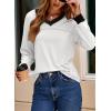 imageDokotoo Womens Long Sleeve Tops Fall Tops Casual Soft V Neck Oversized T Shirts Clothes Fashion Outfits 2025White