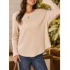 imageDokotoo Womens Oversized 2025 Fall Waffle Knit Tops Crew Neck Long Sleeve Casual Pullover T ShirtsApricot