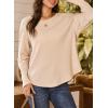 imageDokotoo Womens Oversized 2025 Fall Waffle Knit Tops Crew Neck Long Sleeve Casual Pullover T ShirtsApricot