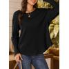 imageDokotoo Womens Oversized 2025 Fall Waffle Knit Tops Crew Neck Long Sleeve Casual Pullover T ShirtsBlack