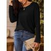 imageDokotoo Womens Oversized 2025 Fall Waffle Knit Tops Crew Neck Long Sleeve Casual Pullover T ShirtsBlack