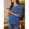 imageDokotoo Womens Oversized 2025 Fall Waffle Knit Tops Crew Neck Long Sleeve Casual Pullover T ShirtsBlue
