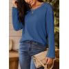 imageDokotoo Womens Oversized 2025 Fall Waffle Knit Tops Crew Neck Long Sleeve Casual Pullover T ShirtsBlue