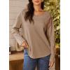 imageDokotoo Womens Oversized 2025 Fall Waffle Knit Tops Crew Neck Long Sleeve Casual Pullover T ShirtsDark Khaki