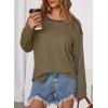 imageDokotoo Womens Oversized 2025 Fall Waffle Knit Tops Crew Neck Long Sleeve Casual Pullover T ShirtsOlive Green