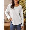 imageDokotoo Womens Oversized 2025 Fall Waffle Knit Tops Crew Neck Long Sleeve Casual Pullover T ShirtsWhite