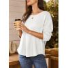 imageDokotoo Womens Oversized 2025 Fall Waffle Knit Tops Crew Neck Long Sleeve Casual Pullover T ShirtsWhite