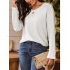 imageDokotoo Womens Oversized 2025 Fall Waffle Knit Tops Crew Neck Long Sleeve Casual Pullover T ShirtsWhite