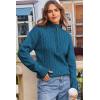 imageDokotoo Womens Sweaters 2025 Fall Winter Quarter Zip Casual Ribbed Cable Knit PulloverPeacock Blue