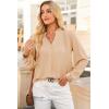 imageDokotoo Womens Tops Blouses for Women Dressy Casual Button Down Shirts V Neck Long Sleeve Shirts Business Work BlousesApricot