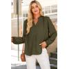 imageDokotoo Womens Tops Blouses for Women Dressy Casual Button Down Shirts V Neck Long Sleeve Shirts Business Work BlousesMoss Green