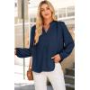 imageDokotoo Womens Tops Blouses for Women Dressy Casual Button Down Shirts V Neck Long Sleeve Shirts Business Work BlousesNavy Blue