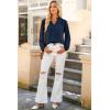 imageDokotoo Womens Tops Blouses for Women Dressy Casual Button Down Shirts V Neck Long Sleeve Shirts Business Work BlousesNavy Blue
