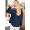 imageDokotoo Womens Tops Blouses for Women Dressy Casual Button Down Shirts V Neck Long Sleeve Shirts Business Work BlousesNavy Blue