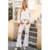 imageDokotoo Womens Tops Blouses for Women Dressy Casual Button Down Shirts V Neck Long Sleeve Shirts Business Work BlousesWhite