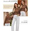 imageDokotoo Womens Tops Business Casual Outfits Long Sleeve Shirts Mock Neck Twist Knot Slim Fit Soft Stretch Tees BlousesBrown