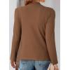 imageDokotoo Womens Tops Business Casual Outfits Long Sleeve Shirts Mock Neck Twist Knot Slim Fit Soft Stretch Tees BlousesBrown