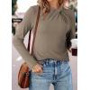imageDokotoo Womens Tops Business Casual Outfits Long Sleeve Shirts Mock Neck Twist Knot Slim Fit Soft Stretch Tees BlousesDune