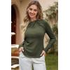 imageDokotoo Womens Tops Business Casual Outfits Long Sleeve Shirts Mock Neck Twist Knot Slim Fit Soft Stretch Tees BlousesGreen
