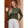 imageDokotoo Womens Tops Business Casual Outfits Long Sleeve Shirts Mock Neck Twist Knot Slim Fit Soft Stretch Tees BlousesGreen