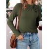 imageDokotoo Womens Tops Business Casual Outfits Long Sleeve Shirts Mock Neck Twist Knot Slim Fit Soft Stretch Tees BlousesGreen