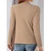 imageDokotoo Womens Tops Business Casual Outfits Long Sleeve Shirts Mock Neck Twist Knot Slim Fit Soft Stretch Tees BlousesKhaki