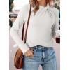imageDokotoo Womens Tops Business Casual Outfits Long Sleeve Shirts Mock Neck Twist Knot Slim Fit Soft Stretch Tees BlousesWhite