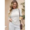 imageDokotoo Womens Tops Business Casual Outfits Long Sleeve Shirts Mock Neck Twist Knot Slim Fit Soft Stretch Tees BlousesWhite
