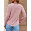 imageDokotoo Womens Tops Fashion 2025 Raglan Long Sleeve Soft Knitted Solid Color V Neck T Shirts Casual Loose Fit Tee ShirtGossamer Pink