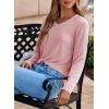 imageDokotoo Womens Tops Fashion 2025 Raglan Long Sleeve Soft Knitted Solid Color V Neck T Shirts Casual Loose Fit Tee ShirtGossamer Pink