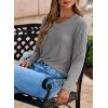 imageDokotoo Womens Tops Fashion 2025 Raglan Long Sleeve Soft Knitted Solid Color V Neck T Shirts Casual Loose Fit Tee ShirtMedium Grey