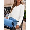 imageDokotoo Womens Tops Fashion 2025 Raglan Long Sleeve Soft Knitted Solid Color V Neck T Shirts Casual Loose Fit Tee ShirtWhite