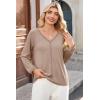 imageDokotoo Womens Tops Fashion V Neck Long Sleeve Tops for Women Fall Outfits for Women 2025 Casual Loose BlousesBeige