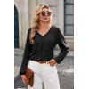 imageDokotoo Womens Tops Fashion V Neck Long Sleeve Tops for Women Fall Outfits for Women 2025 Casual Loose BlousesBlack