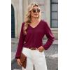 imageDokotoo Womens Tops Fashion V Neck Long Sleeve Tops for Women Fall Outfits for Women 2025 Casual Loose BlousesRed